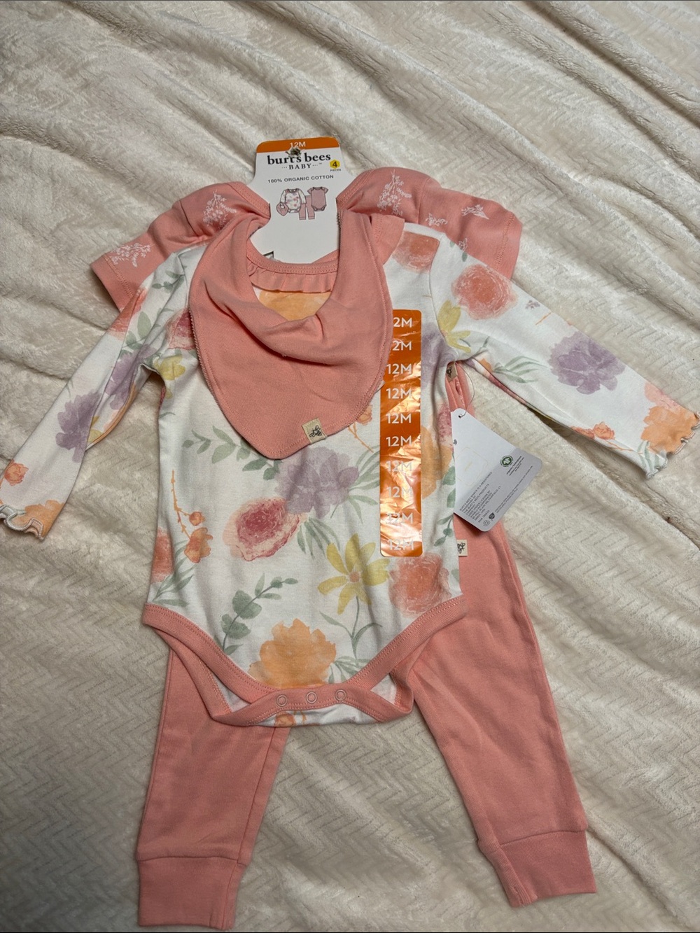 Burt's Bees Baby Floral & Dusty Rose 3-Piece Matching Set